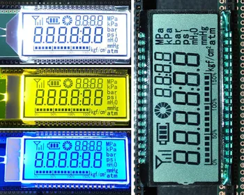 36-пинов HTN положителен 6-битов сегментен LCD дисплей с бяла / жълта, зелена /синя подсветка LCD дисплей с манометром 3 В