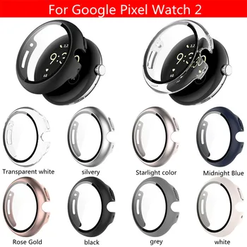 Закалено Стъкло + Калъф за PC Google Pixel Watch Защитен калъф, По Периметъра на Бронята е Защитно фолио за екрана Google Pixel Watch 2
