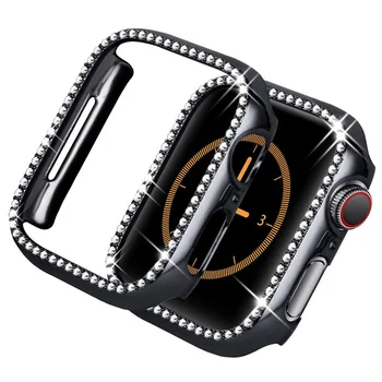 Блестящото стъкло + Калъф За Apple Watch Case 45 мм 41мм 40 мм 44mm 42мм 38мм Диамантена броня + Защитно Фолио за Екрана watch серия 7 3 8 5 6 SE