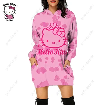 Дамски hoody с принтом Hello Kitty, брандираната hoody с дълги ръкави, ежедневни Елегантни и Красиви дамски пуловери, блузи, Рокли Есен