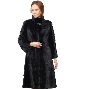 Ново топло дамско дълго палто от 100% естествена кожа заек, натурална палто, от цели заек кожа, пряка доставка по поръчка sr845