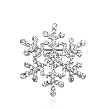 Брошка с кристали във формата на снежинки, на Жени със звезда, Коледни Брошки, подарък, Ниска цена, цена на Едро
