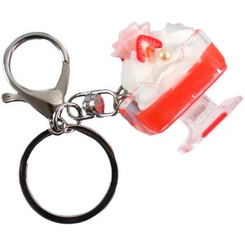 Имитация на квадратен крем-вливат в гел кулон с лед, креативна персонални верижка за ключове от кола (червен восьмизначная обтегач). Моделиране