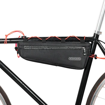 Чанта за каране на велосипед рамка обем 1,2 л, голяма велосипедна Триъгълна чанта, водоустойчив Предната рамка, чанта с горната тръба, Светлоотразителни аксесоари за колоездене